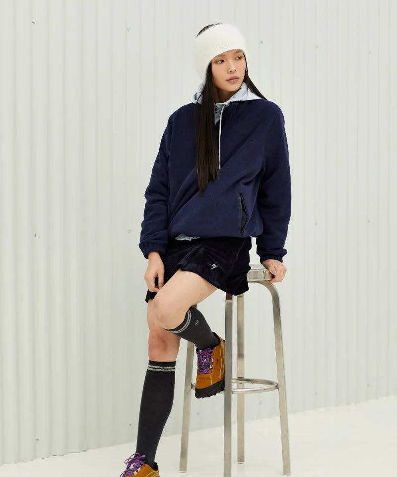 Monday Flow Half Zip-Up Warm Soft Fleece Top - Navy