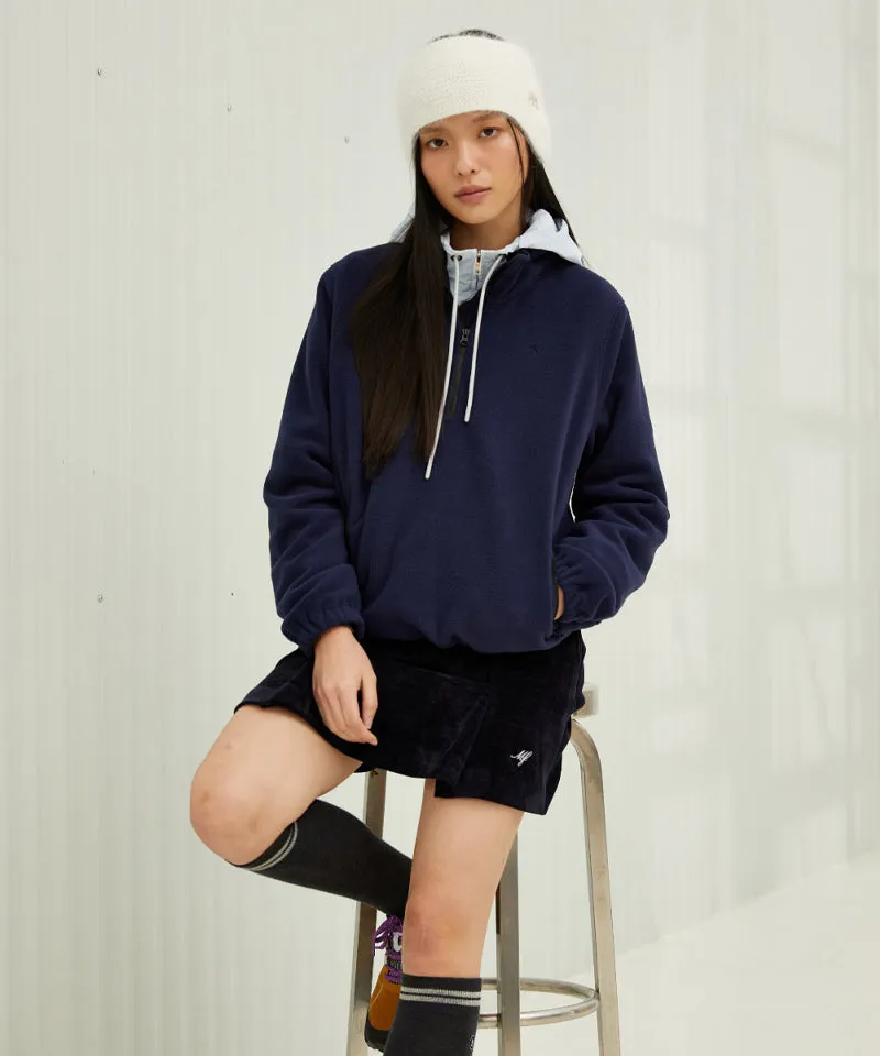 Monday Flow Half Zip-Up Warm Soft Fleece Top - Navy