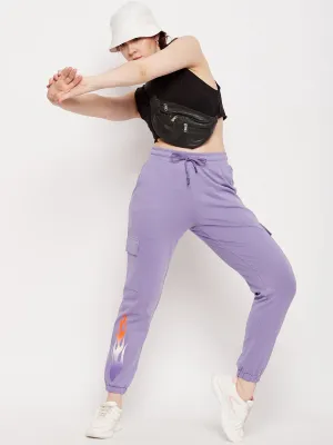 mSECRET Purple Cotton  Full Length Trackpants