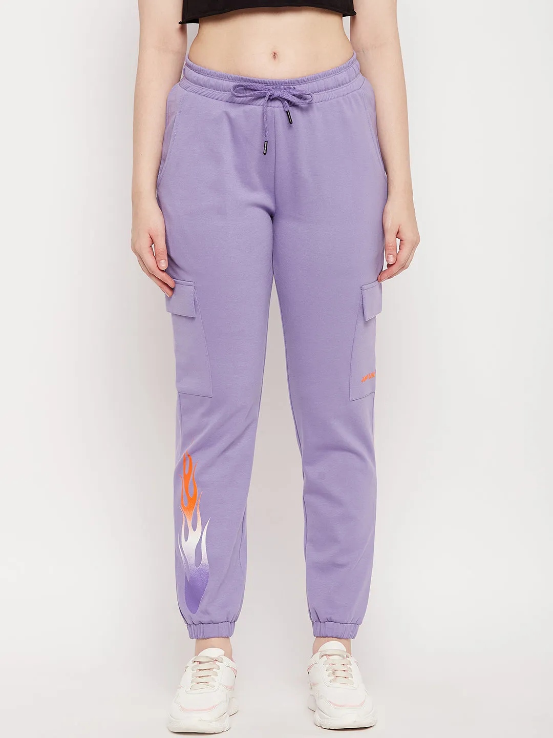 mSECRET Purple Cotton  Full Length Trackpants
