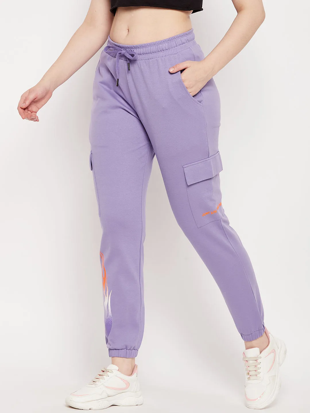 mSECRET Purple Cotton  Full Length Trackpants