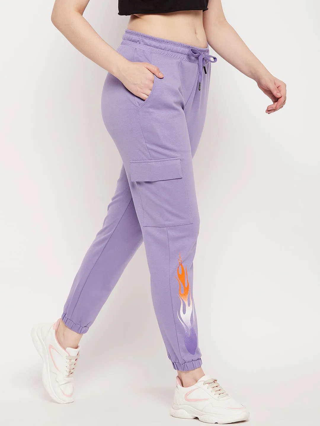 mSECRET Purple Cotton  Full Length Trackpants