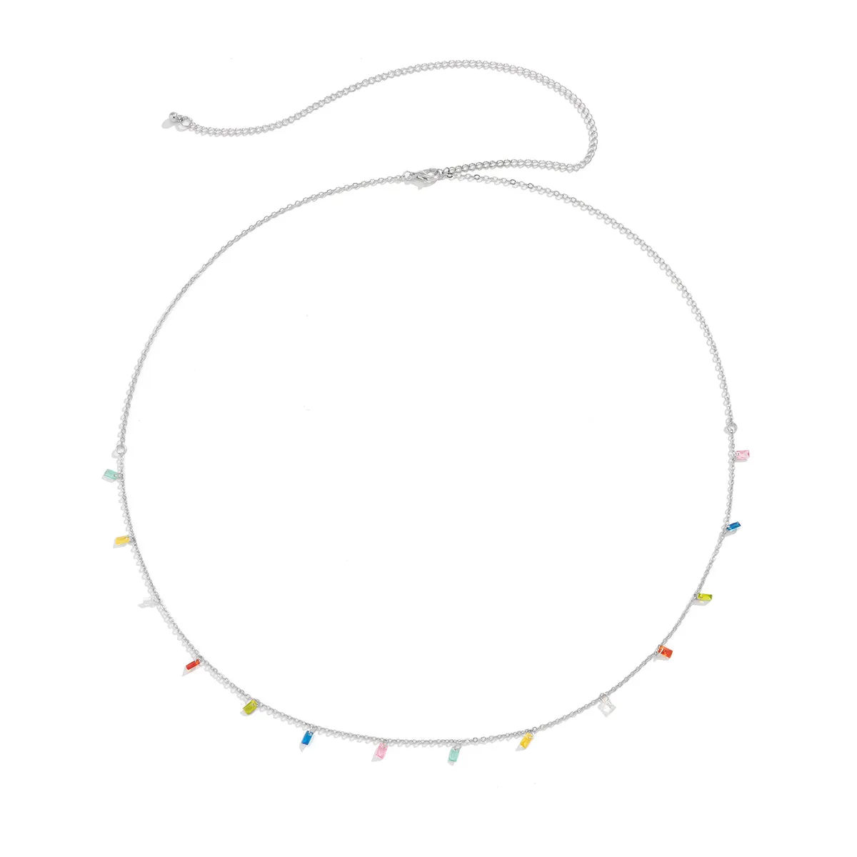 Multicolor Crystal & Silver-Plated Waist Chain