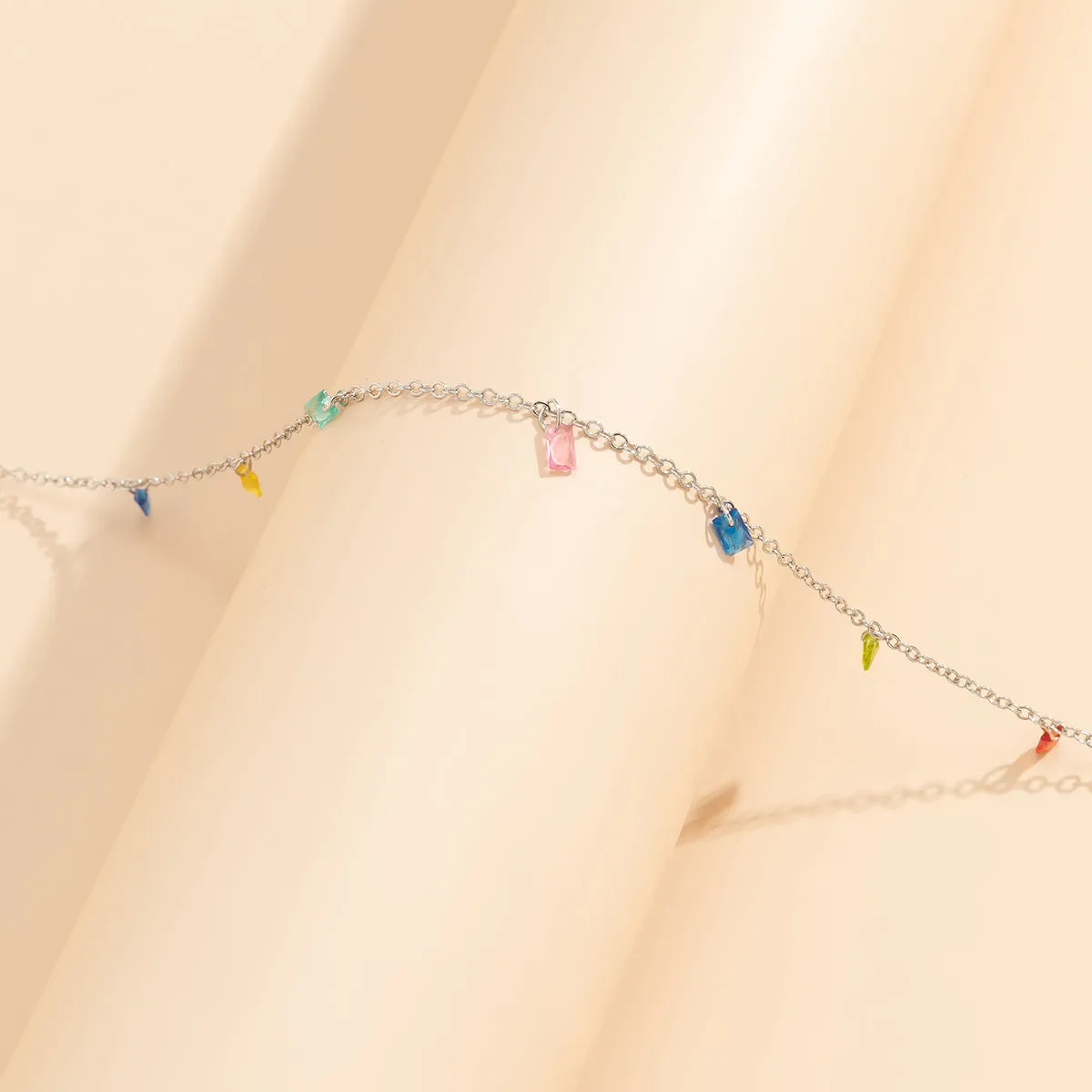 Multicolor Crystal & Silver-Plated Waist Chain