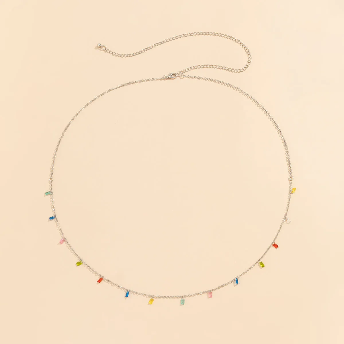 Multicolor Crystal & Silver-Plated Waist Chain