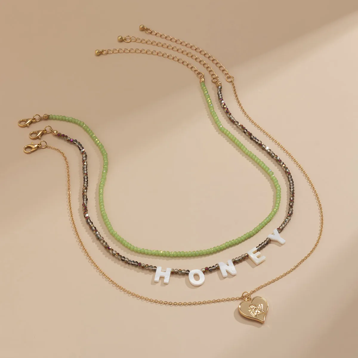 Multicolor Howlite & Acrylic 18K Gold-Plated 'Honey' Angel Heart Pendant Necklace Set