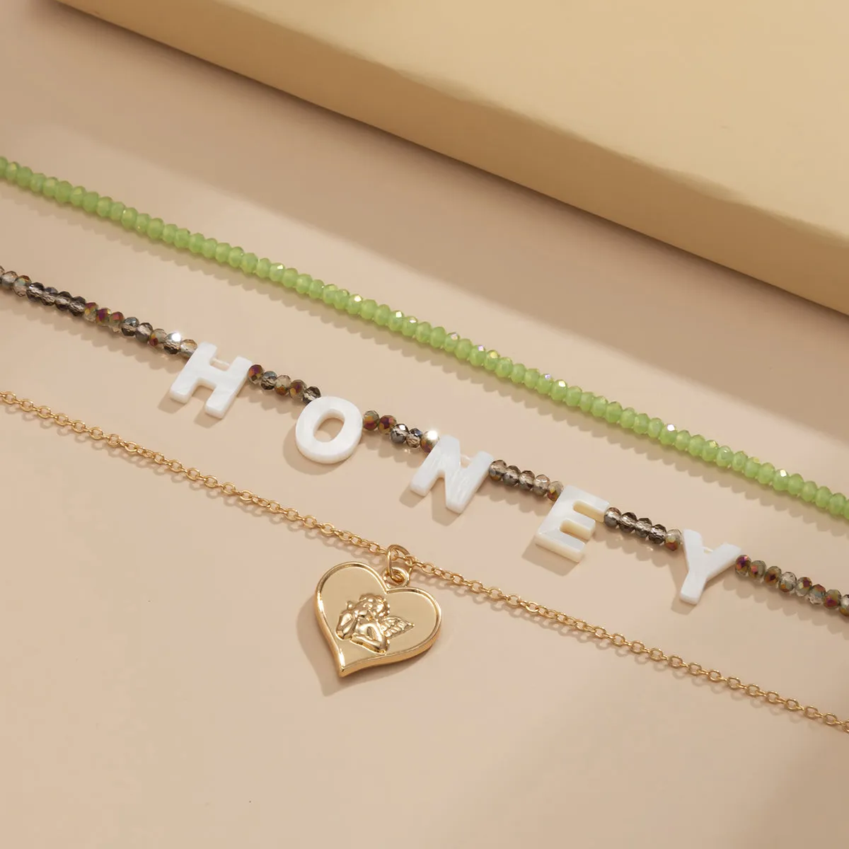 Multicolor Howlite & Acrylic 18K Gold-Plated 'Honey' Angel Heart Pendant Necklace Set