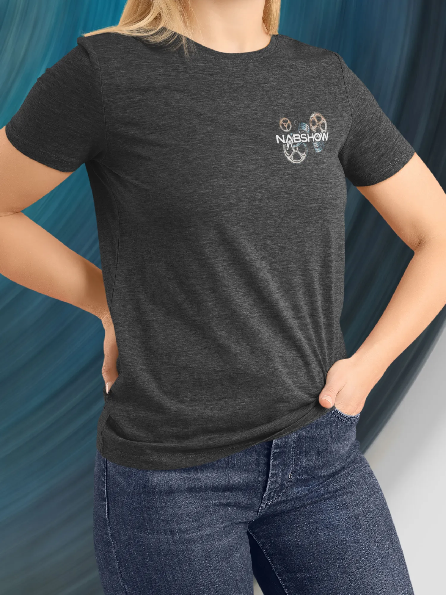 NAB Show 2024 - Martini Shot - Film Industry - Woman's Charcoal Heather Crew Neck T-Shirt