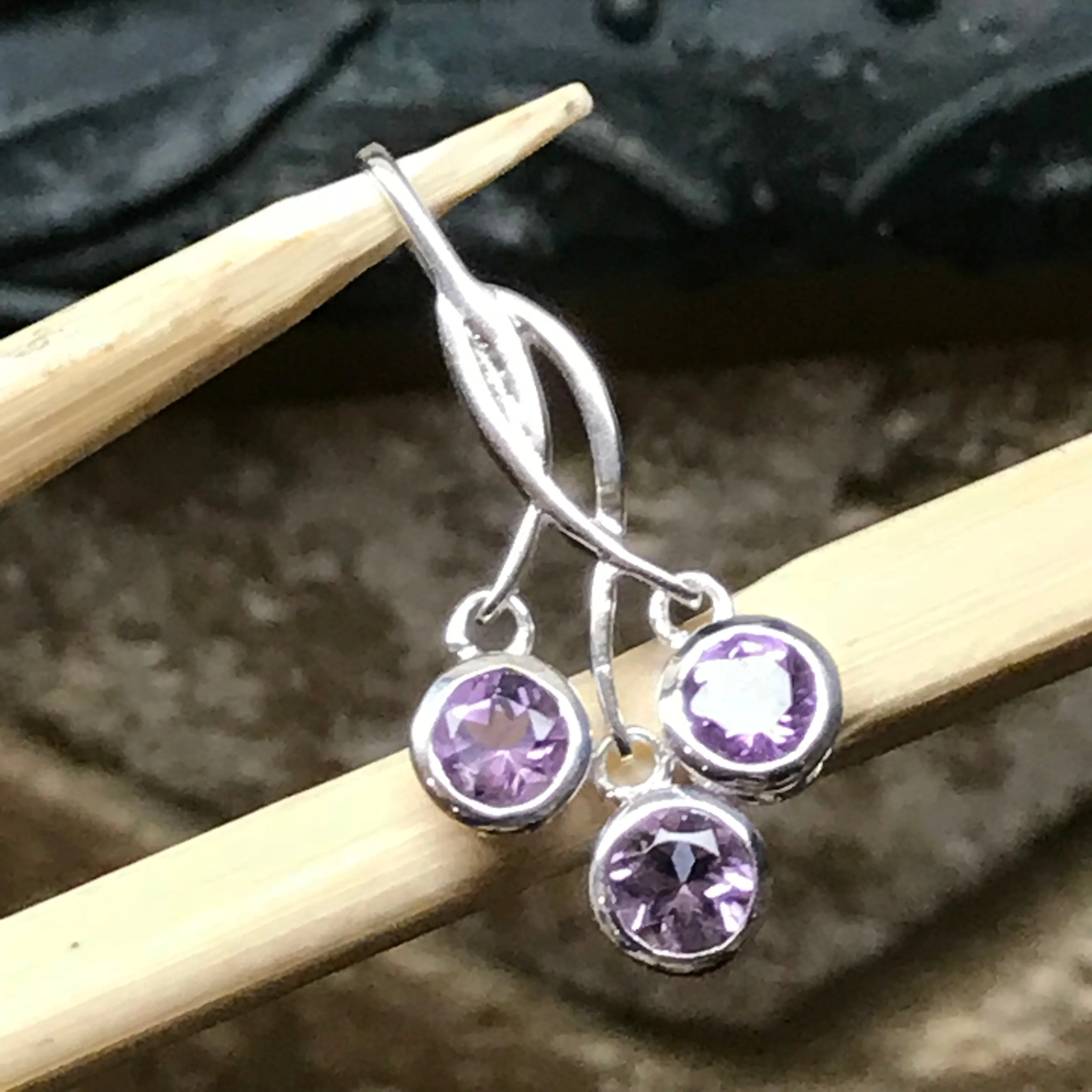 Natural 1.5ct Amethyst 925 Solid Sterling Silver Pendant 30mm