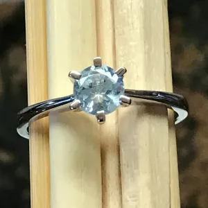 Natural 1ct Aquamarine 925 Solid Sterling Silver Engagement Ring Size 6, 7, 8, 9