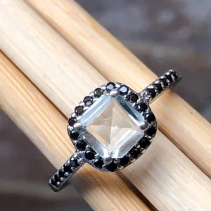 Natural 1ct Blue Aquamarine, Spinel 925 Solid Sterling Silver Engagement Ring Size 6, 7, 8, 9