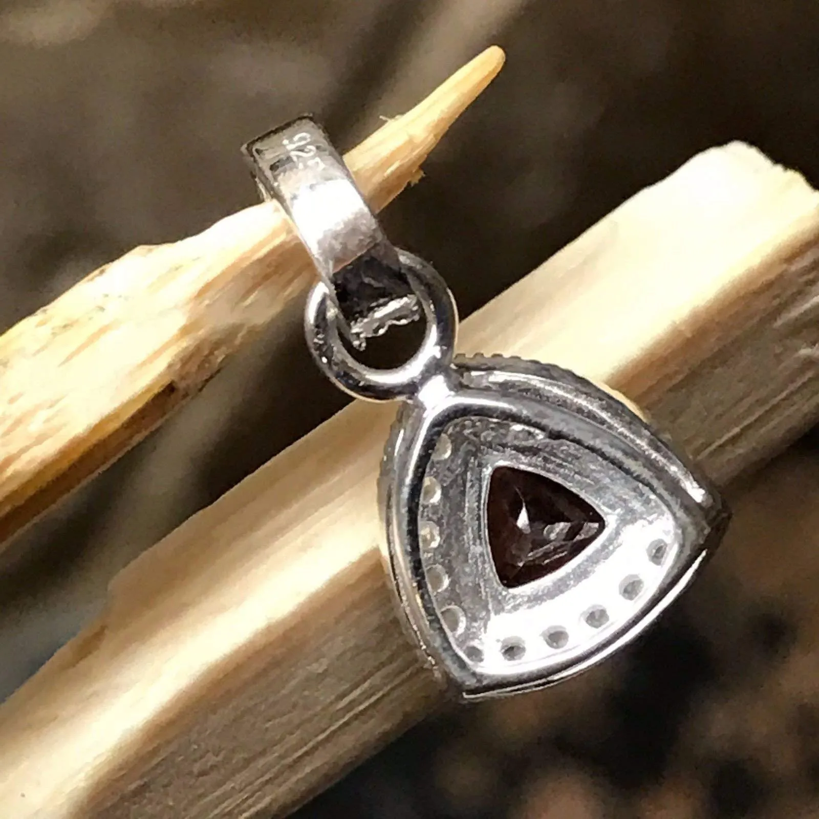 Natural 1ct Fire Garnet 925 Solid Sterling Silver Pendant 15mm