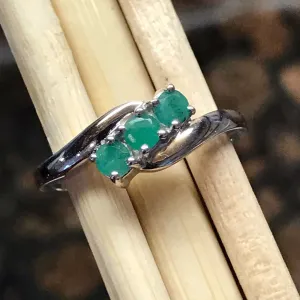 Natural 1ct Green Emerald 925 Solid Sterling Silver Band Ring Size 5, 6, 7, 8, 9