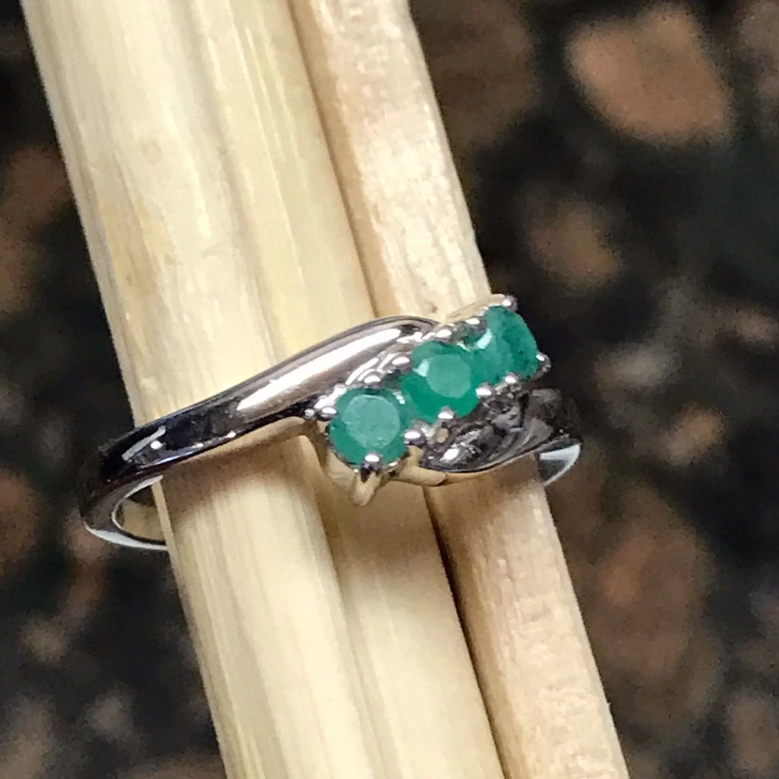 Natural 1ct Green Emerald 925 Solid Sterling Silver Band Ring Size 5, 6, 7, 8, 9