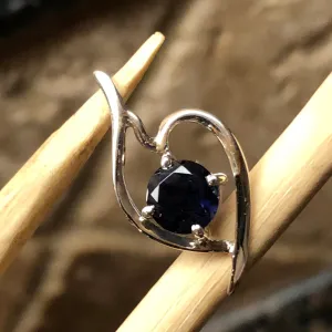 Natural 1ct Iolite 925 Solid Sterling Silver Heart Pendant 22mm