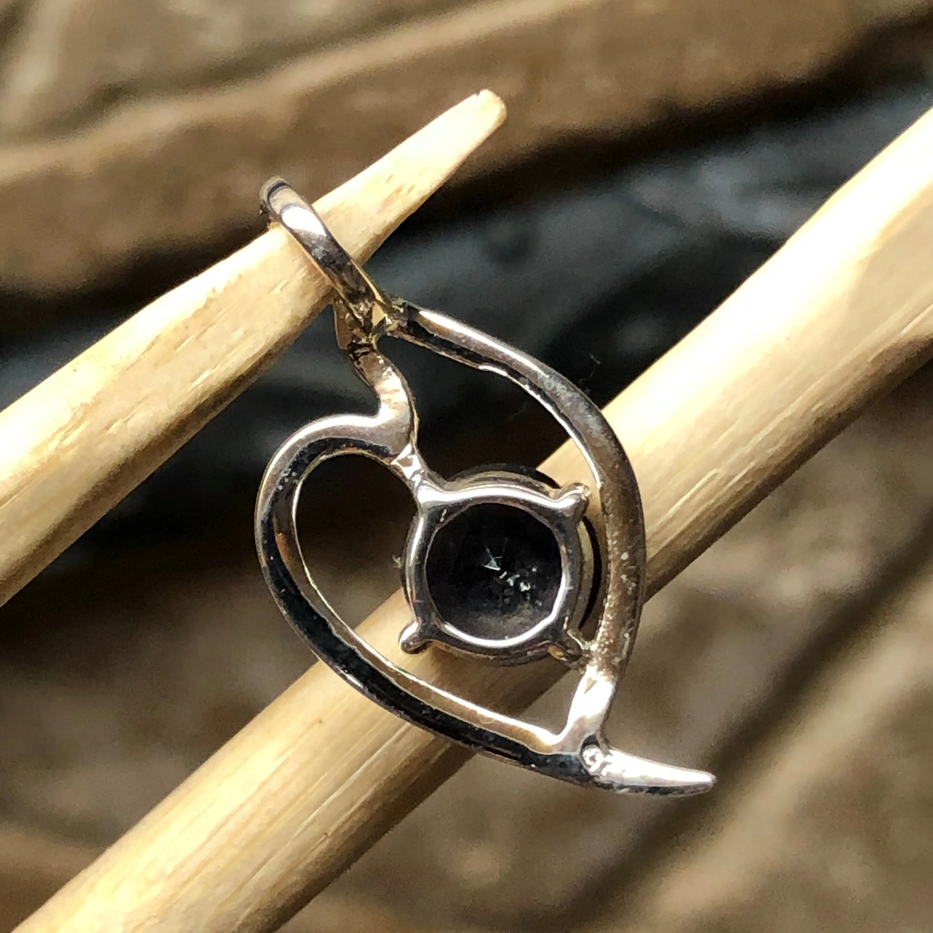 Natural 1ct Iolite 925 Solid Sterling Silver Heart Pendant 22mm