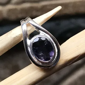 Natural 1ct Iolite 925 Solid Sterling Silver Pendant 15mm