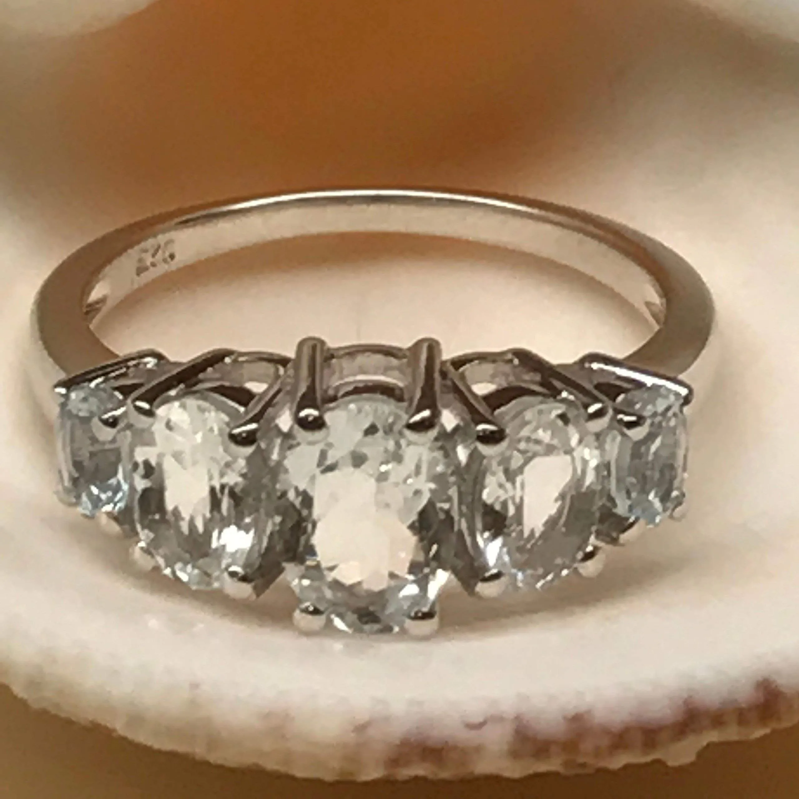 Natural 2.5ct Aquamarine 925 Solid Sterling Silver Ring Size 6, 7, 8, 9