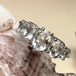 Natural 2.5ct Aquamarine 925 Solid Sterling Silver Ring Size 6, 7, 8, 9