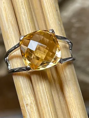Natural 2.5ct Golden Citrine 925 Solid Sterling Silver Ring Size 6, 7, 8, 9