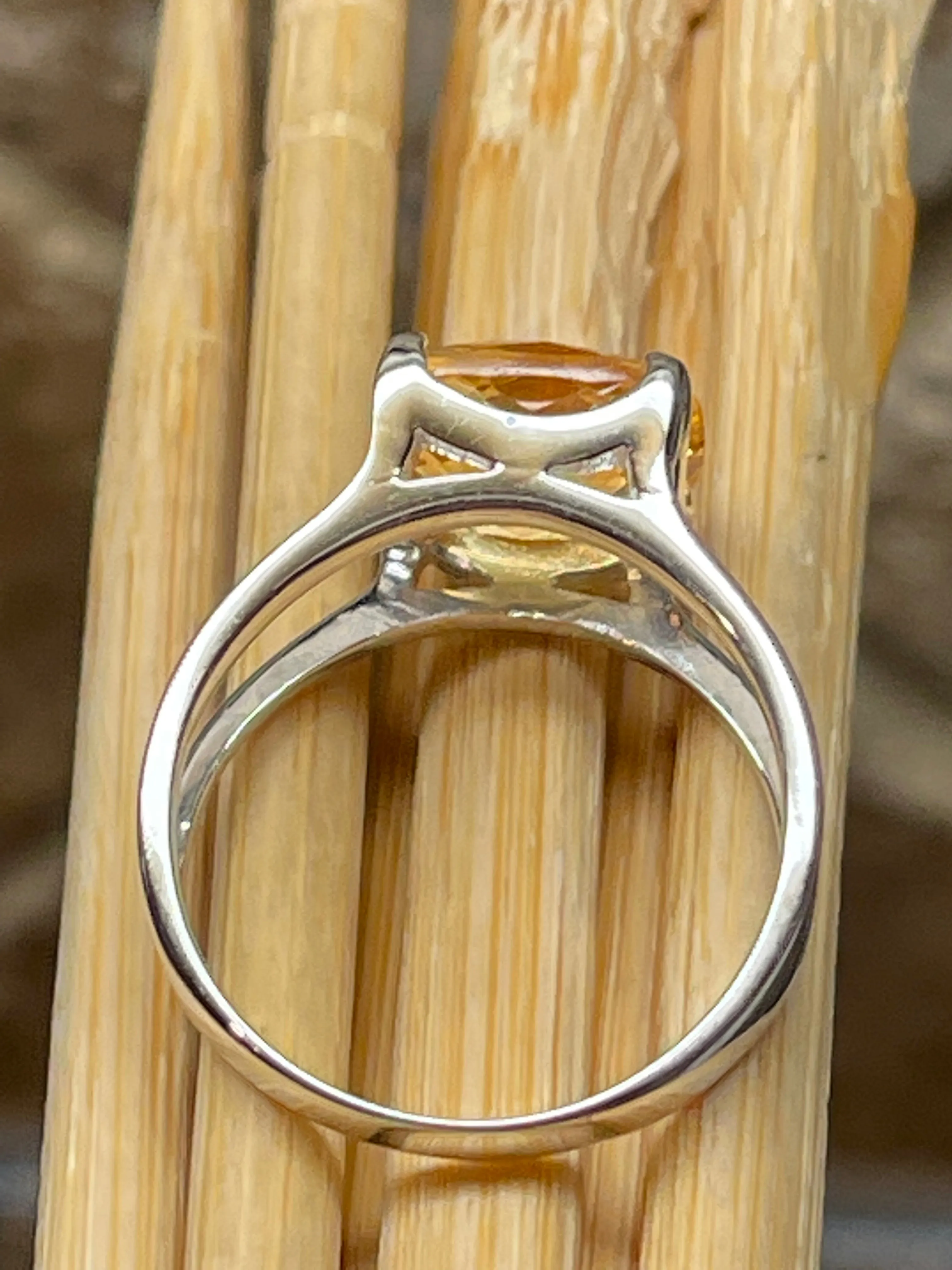 Natural 2.5ct Golden Citrine 925 Solid Sterling Silver Ring Size 6, 7, 8, 9