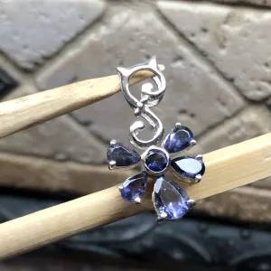 Natural 2.5ct Iolite 925 Sterling Silver Pendant 27mm