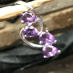 Natural 2.5ct Purple Amethyst 925 Solid Sterling Silver Journey Pendant 25mm