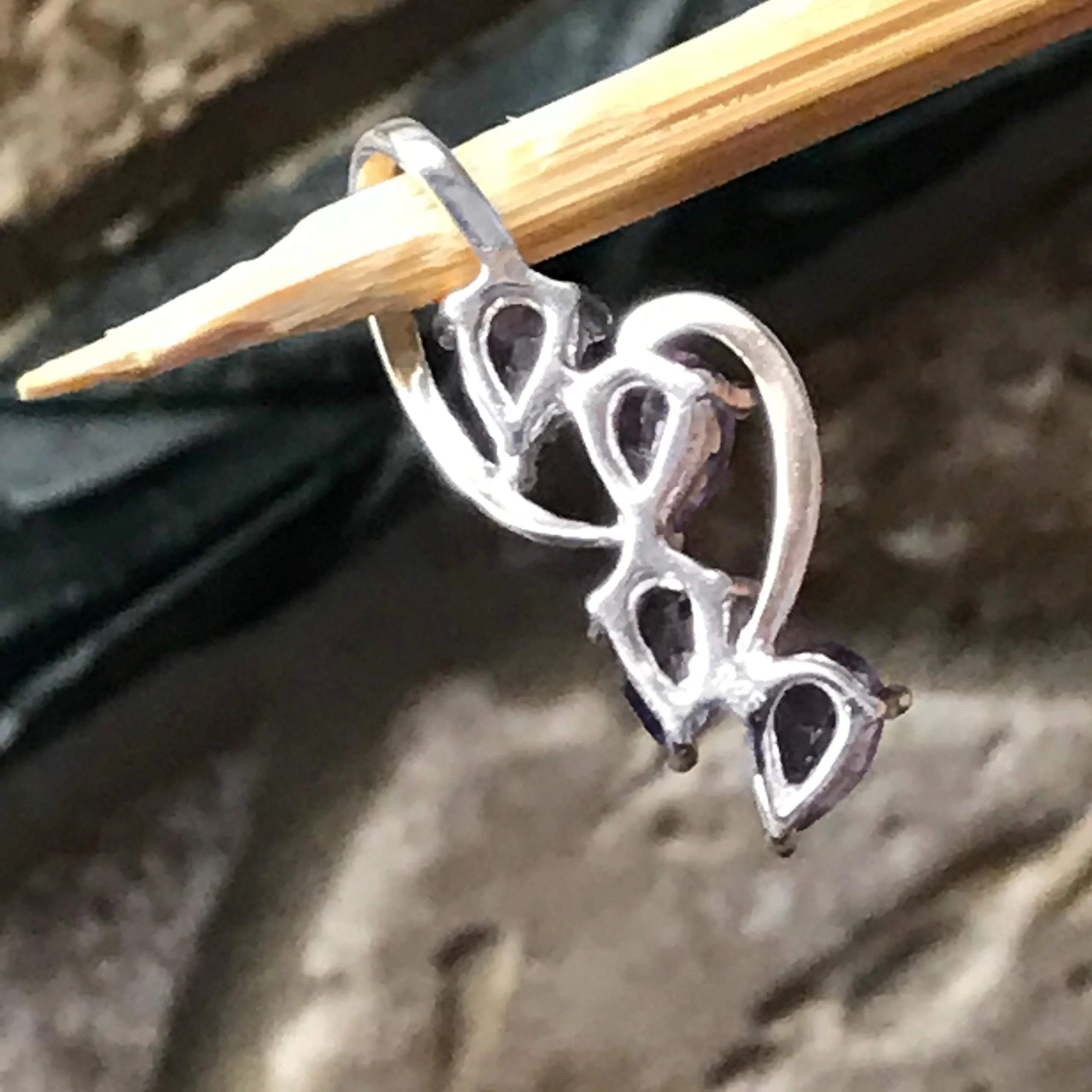 Natural 2.5ct Purple Amethyst 925 Solid Sterling Silver Journey Pendant 25mm