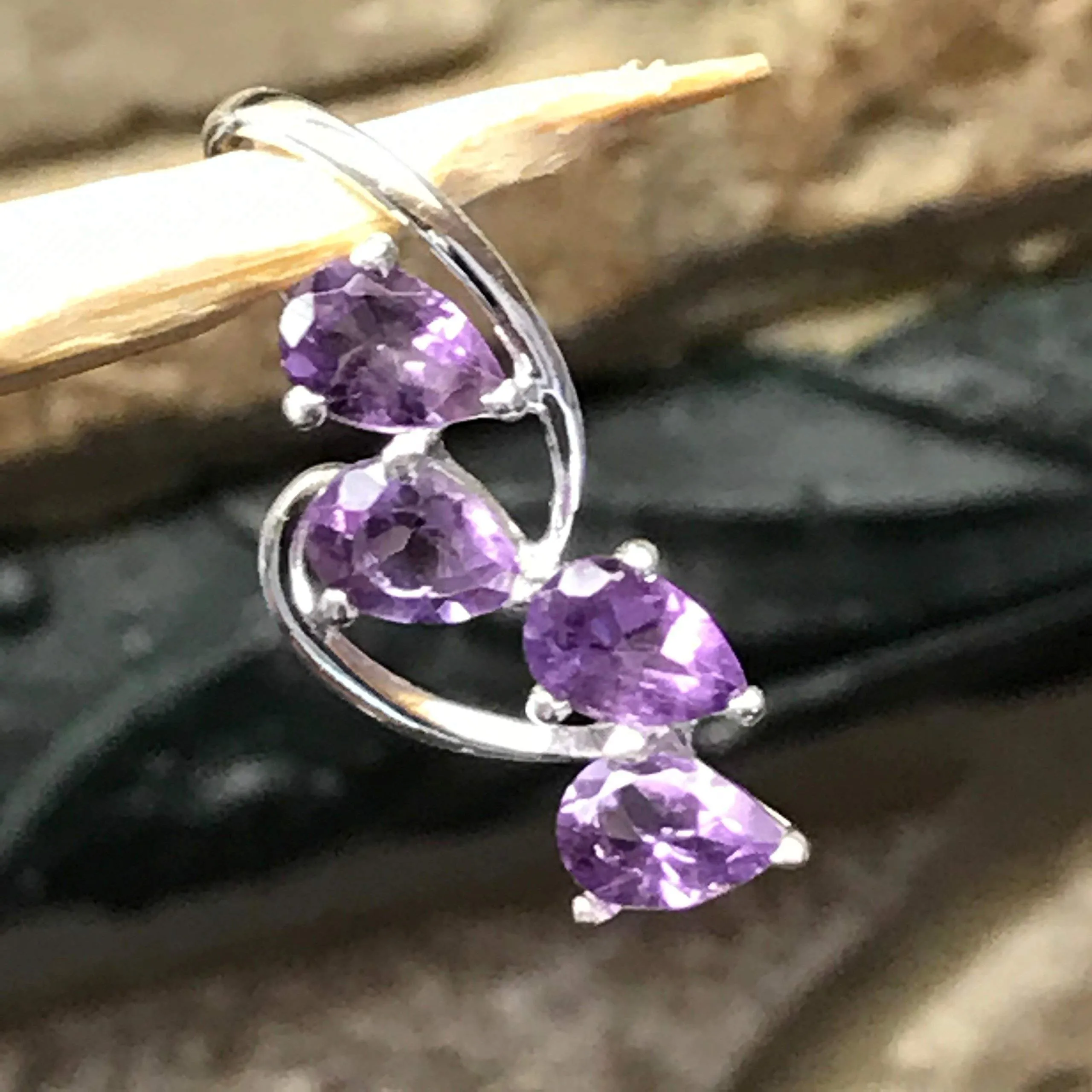 Natural 2.5ct Purple Amethyst 925 Solid Sterling Silver Journey Pendant 25mm