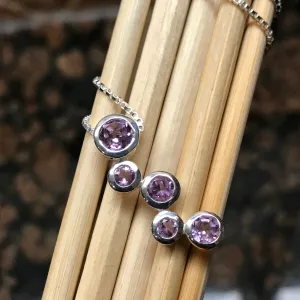 Natural 2.5ct Purple Amethyst 925 Solid Sterling Silver Pendant Necklace 16"