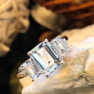 Natural 2ct Aquamarine 925 Solid Sterling Silver Ring Size 5, 6, 7, 8, 9