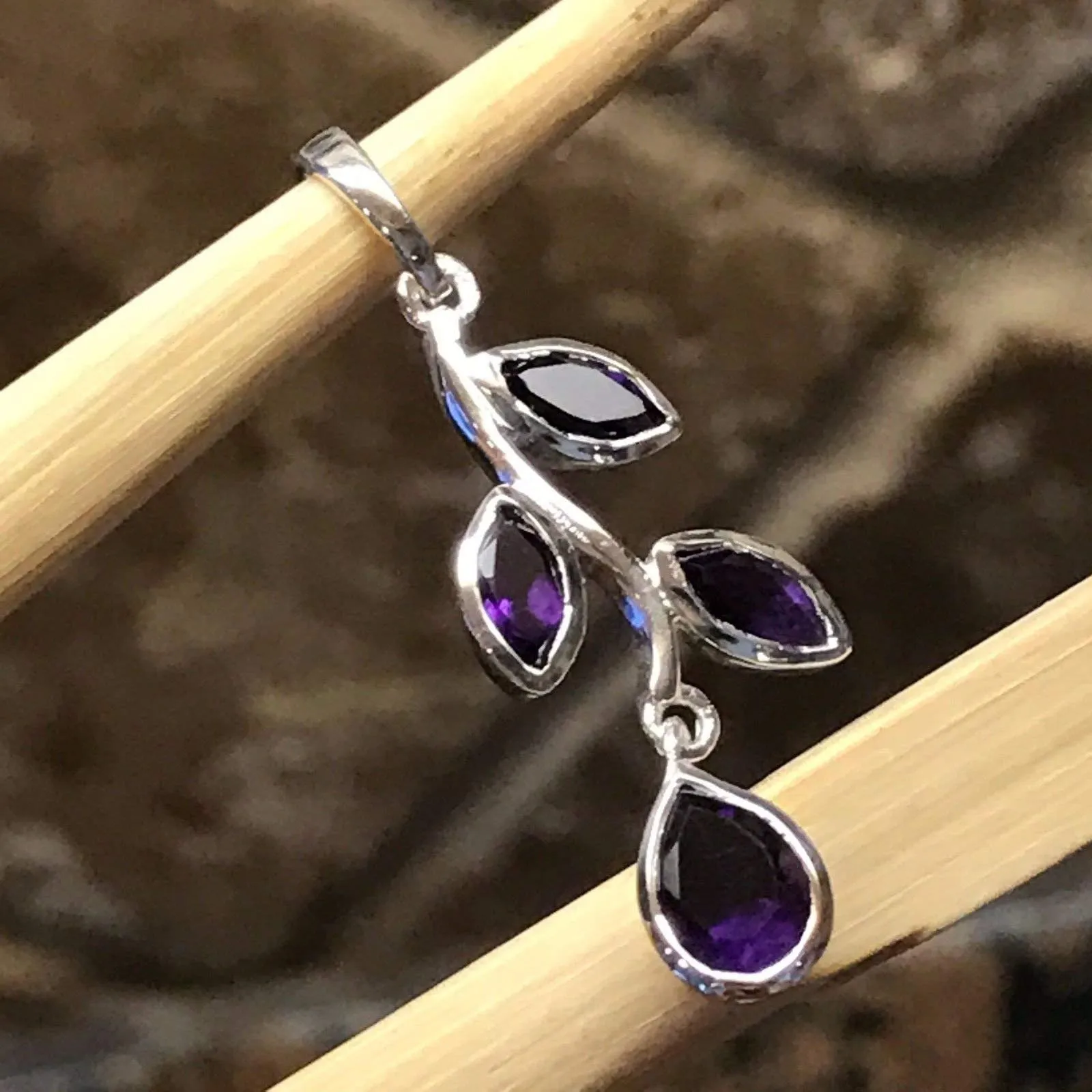 Natural 2ct Purple Amethyst 925 Sterling Silver Pendant 37mm