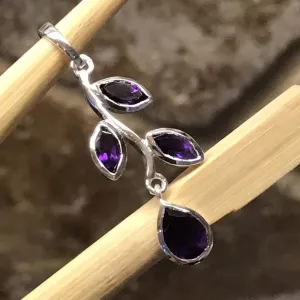 Natural 2ct Purple Amethyst 925 Sterling Silver Pendant 37mm