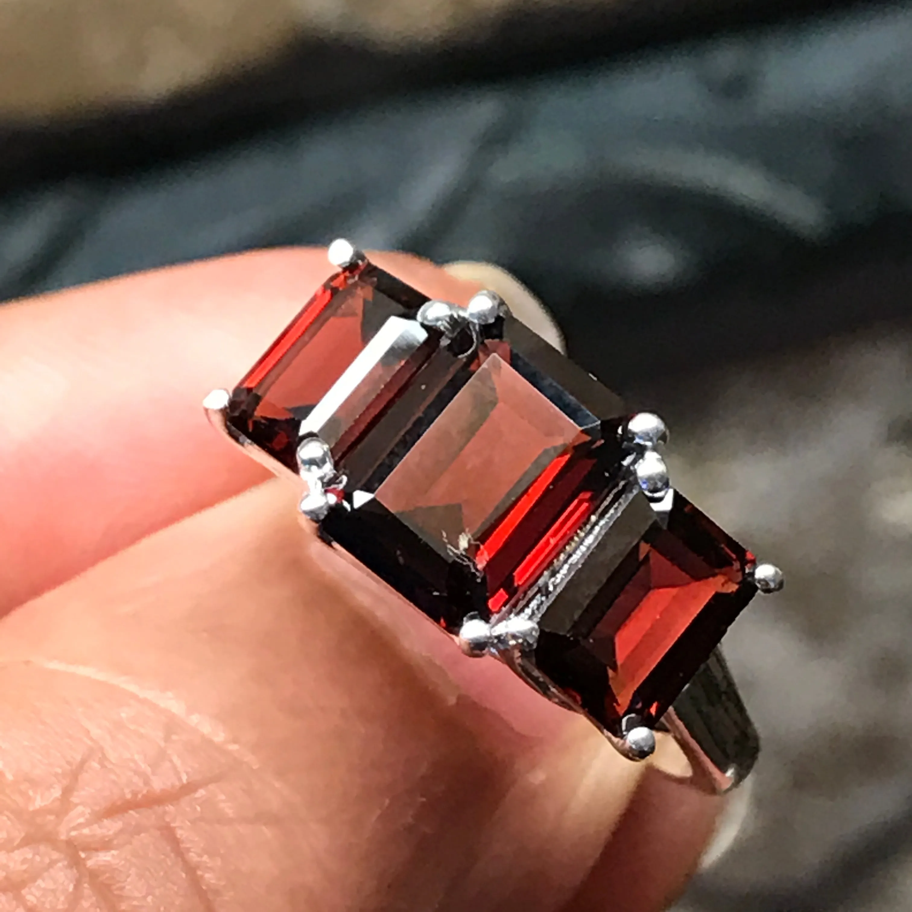 Natural 4ct Garnet 925 Solid Sterling Silver Ring Size 6, 7, 8, 9