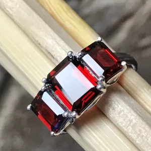Natural 4ct Garnet 925 Solid Sterling Silver Ring Size 6, 7, 8, 9