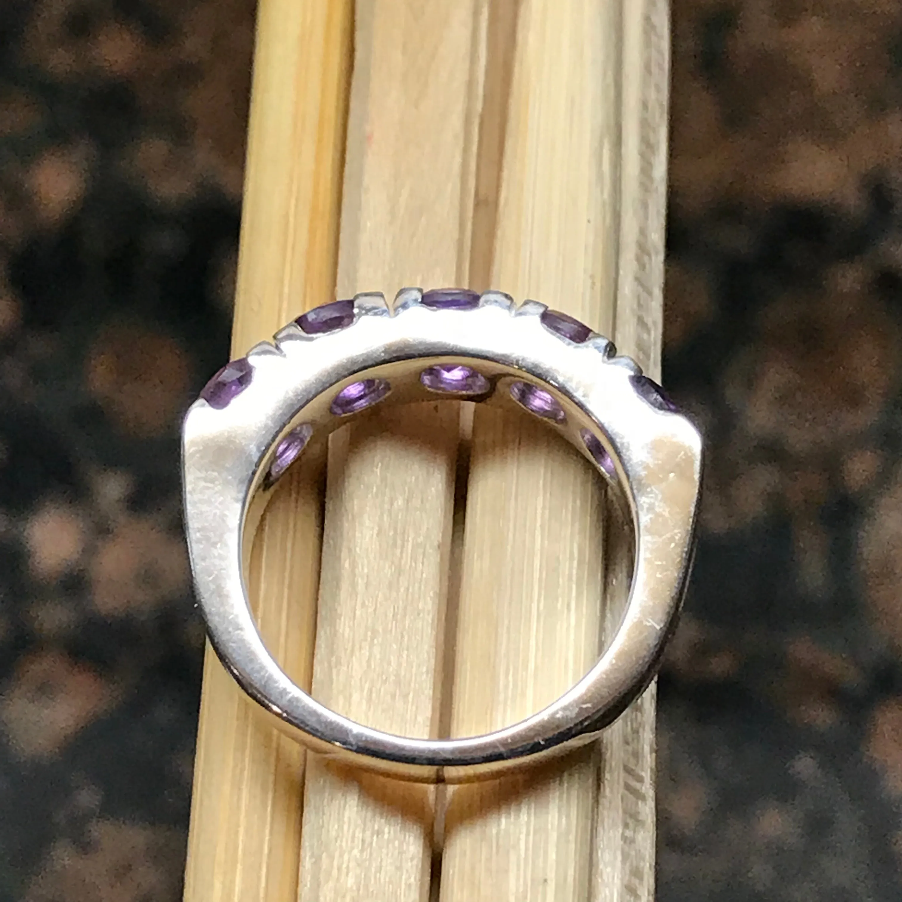 Natural 4ct Purple Amethyst 925 Solid Sterling Silver Ring Size 6, 7, 8, 9