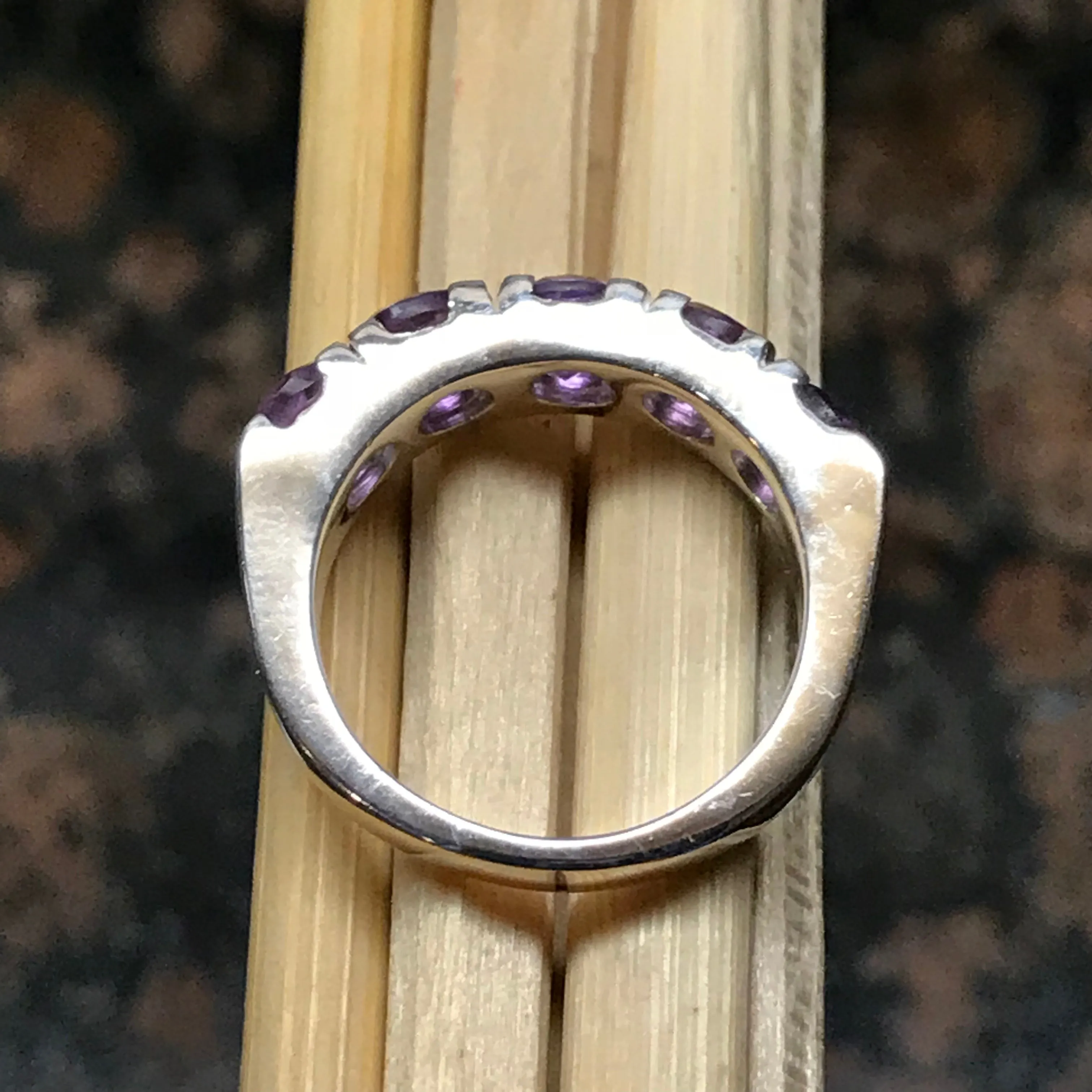 Natural 4ct Purple Amethyst 925 Solid Sterling Silver Ring Size 6, 7, 8, 9