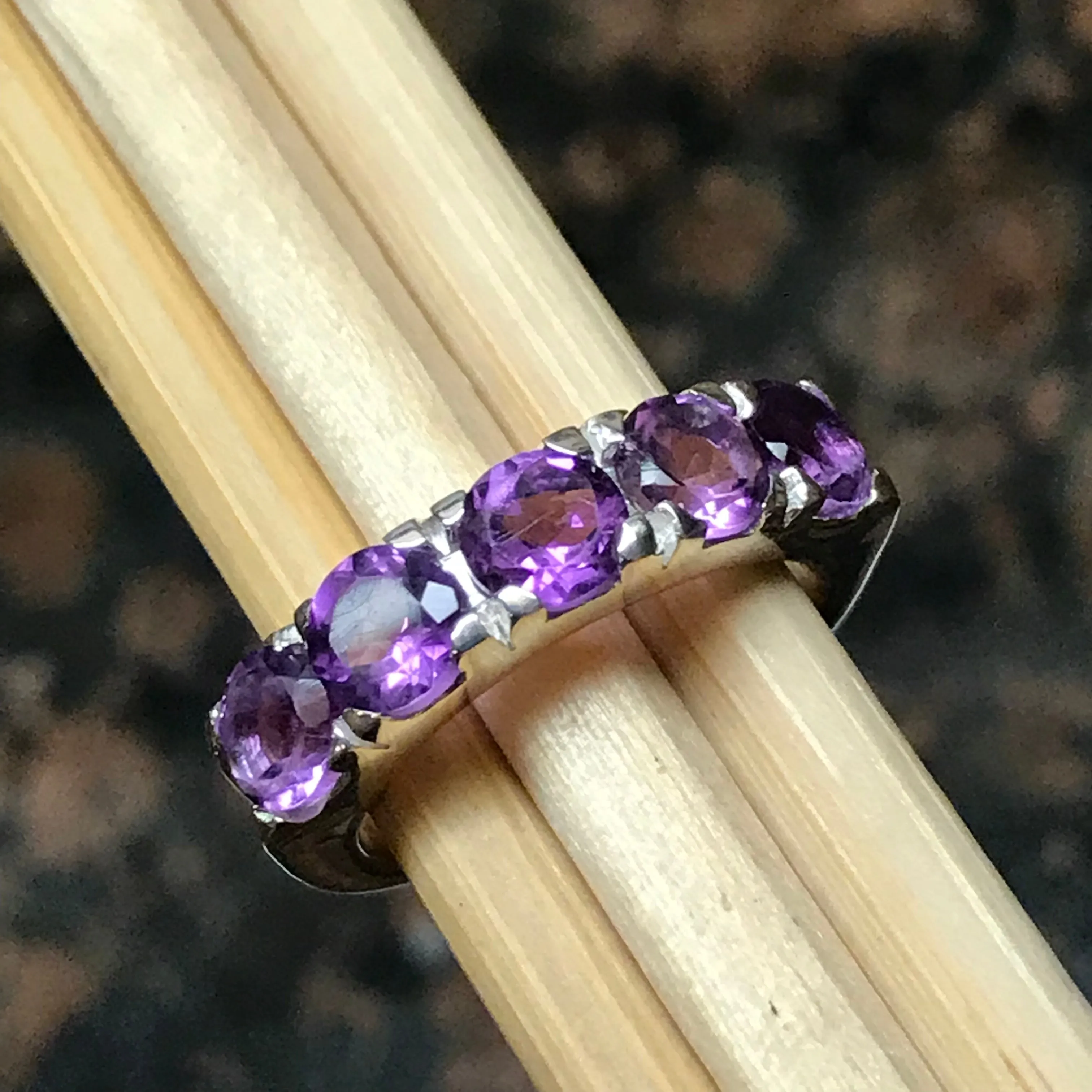 Natural 4ct Purple Amethyst 925 Solid Sterling Silver Ring Size 6, 7, 8, 9