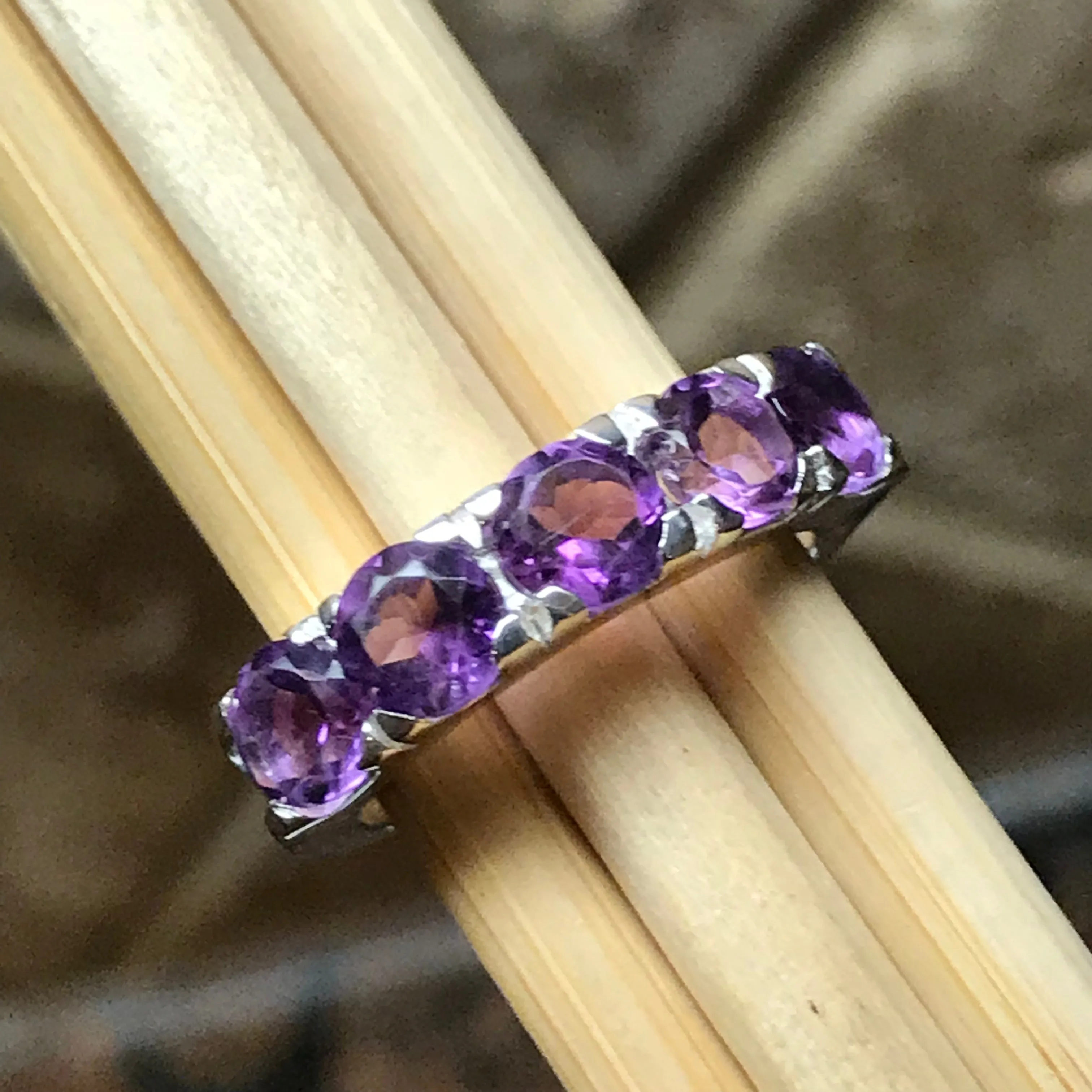 Natural 4ct Purple Amethyst 925 Solid Sterling Silver Ring Size 6, 7, 8, 9