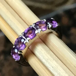 Natural 4ct Purple Amethyst 925 Solid Sterling Silver Ring Size 6, 7, 8, 9