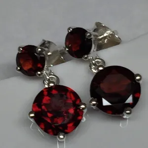 Natural 4ct Pyrope Garnet 925 Solid Sterling Silver Earrings 18mm