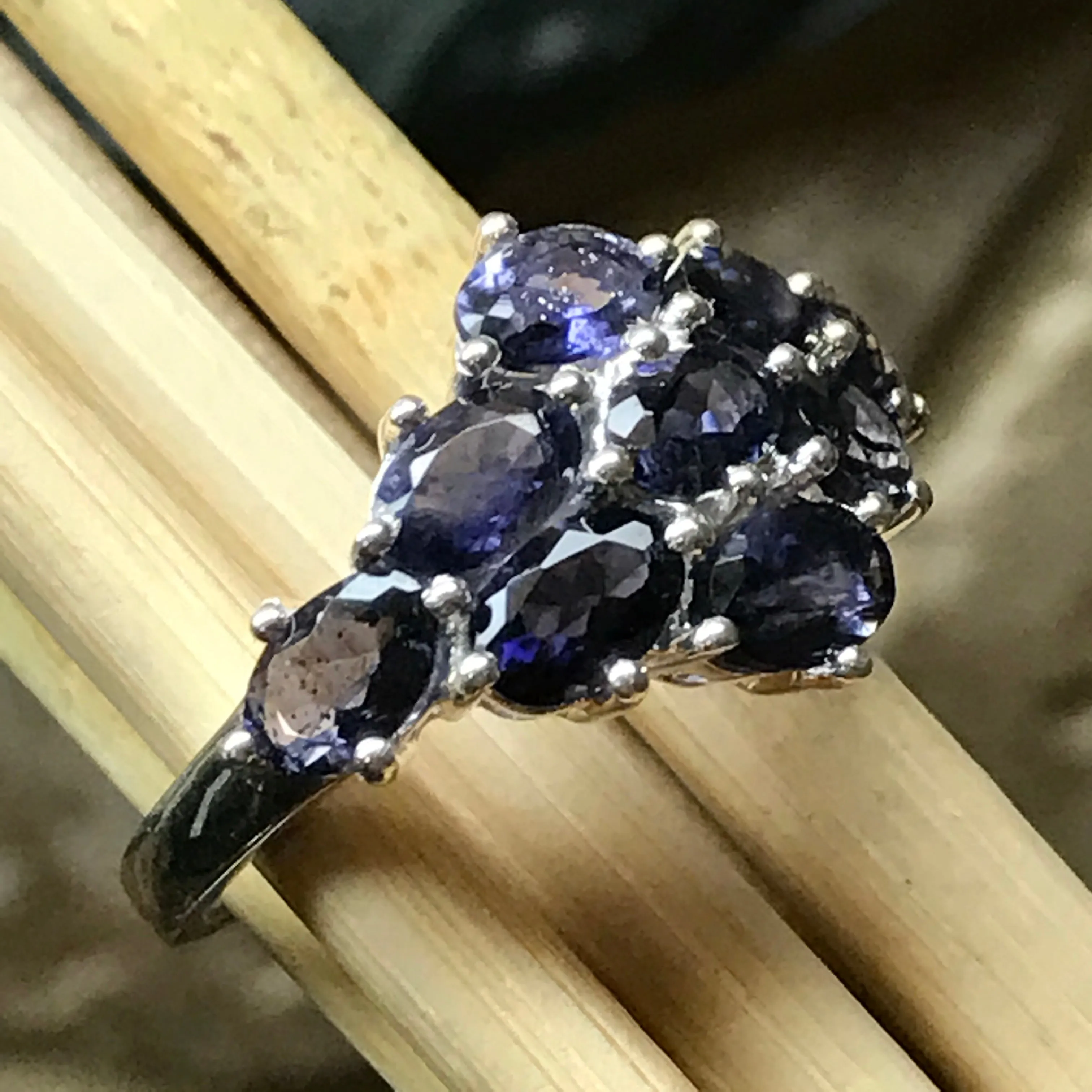 Natural 7ct Iolite  925 Solid Sterling Silver Wedding Ring Size 5, 6, 7, 8, 9
