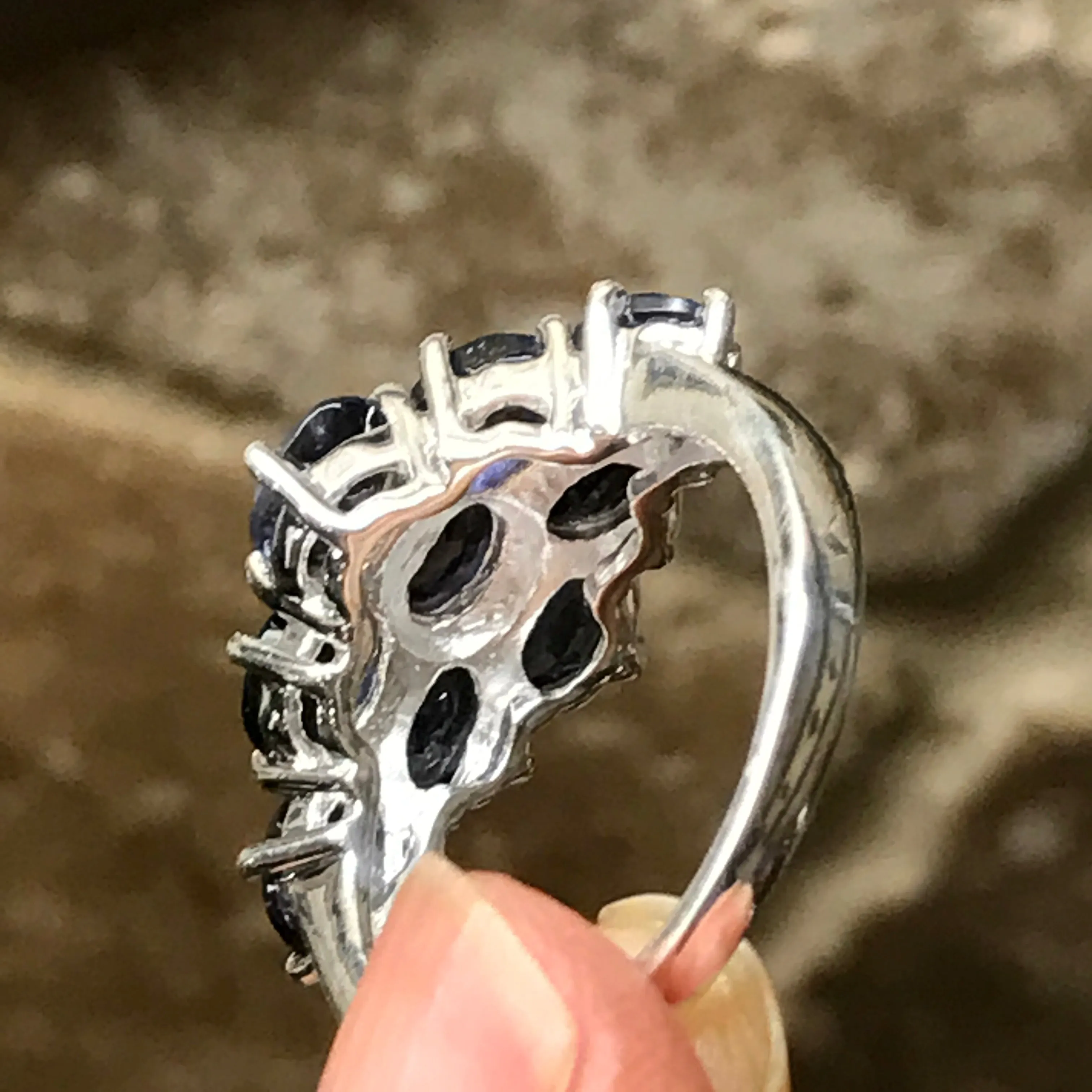 Natural 7ct Iolite  925 Solid Sterling Silver Wedding Ring Size 5, 6, 7, 8, 9