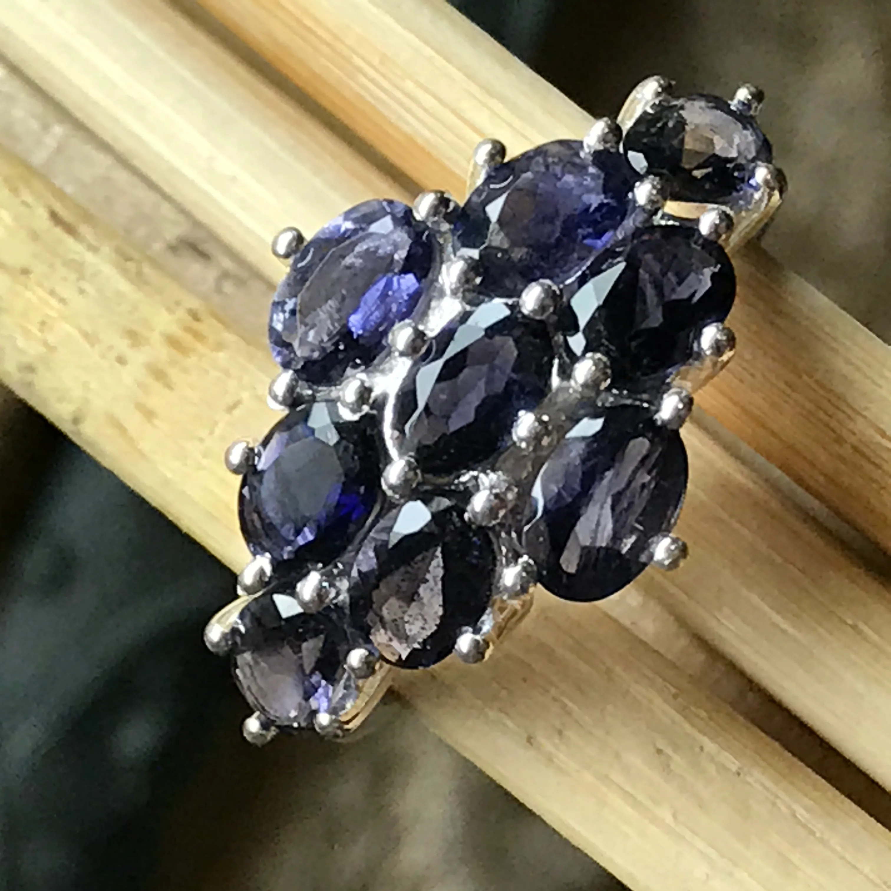 Natural 7ct Iolite  925 Solid Sterling Silver Wedding Ring Size 5, 6, 7, 8, 9
