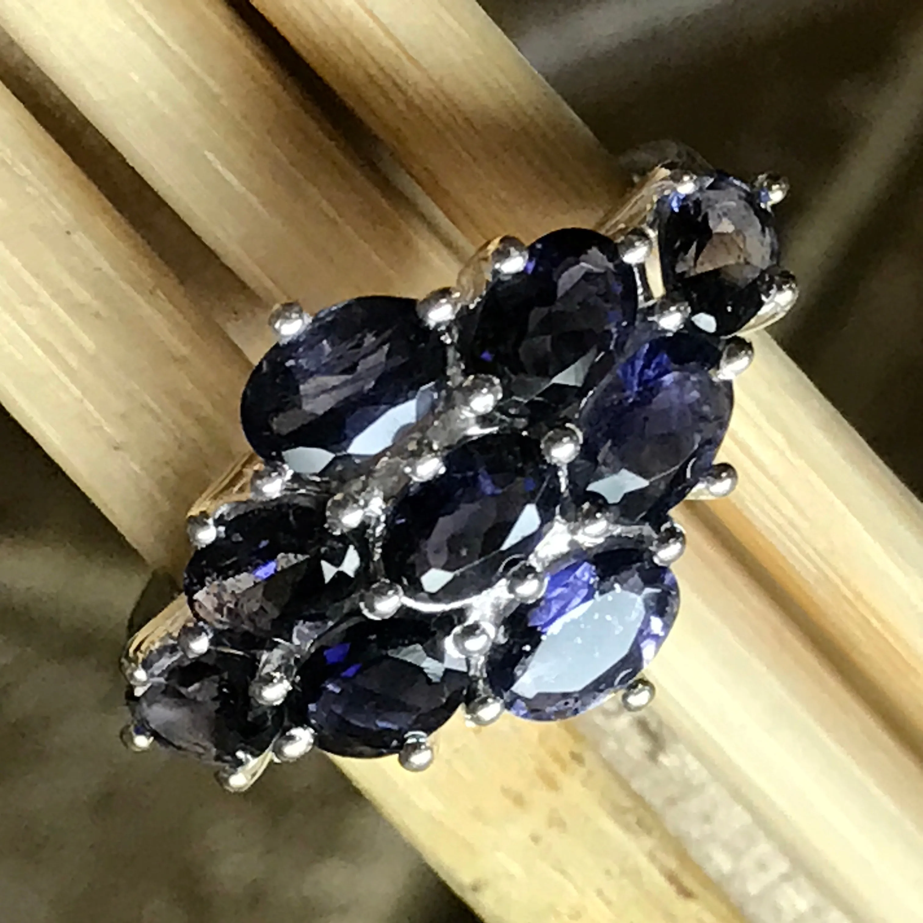 Natural 7ct Iolite  925 Solid Sterling Silver Wedding Ring Size 5, 6, 7, 8, 9