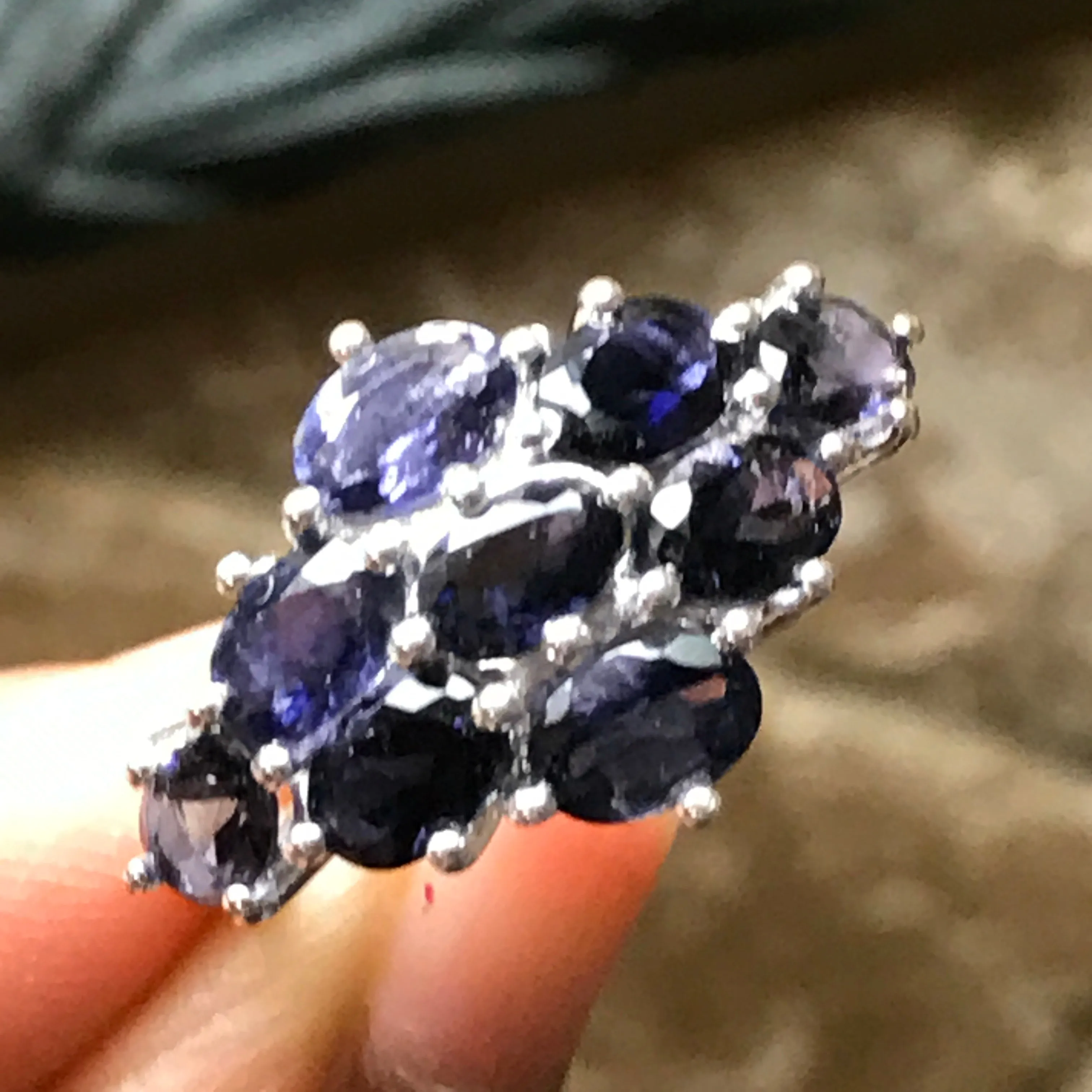 Natural 7ct Iolite  925 Solid Sterling Silver Wedding Ring Size 5, 6, 7, 8, 9