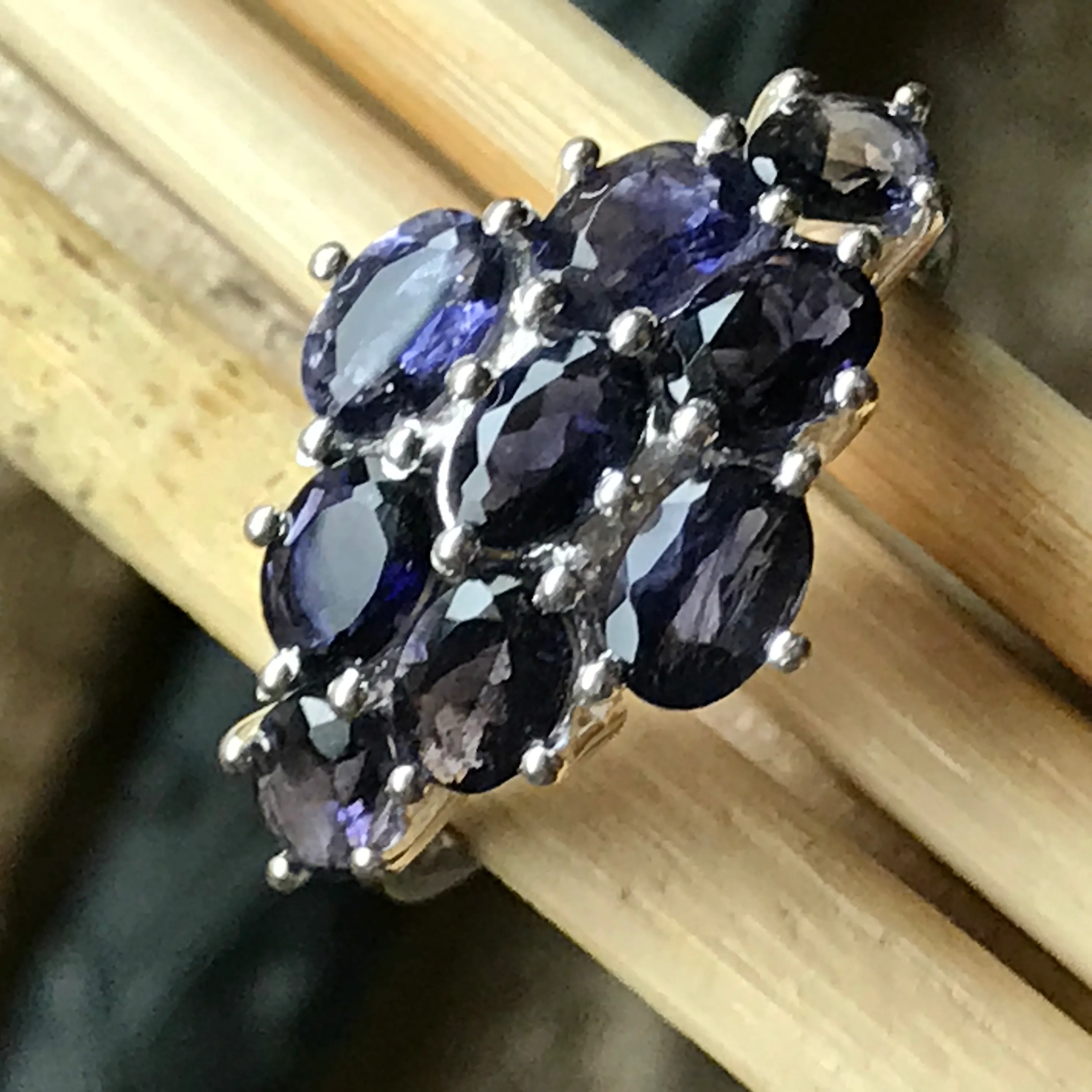 Natural 7ct Iolite  925 Solid Sterling Silver Wedding Ring Size 5, 6, 7, 8, 9