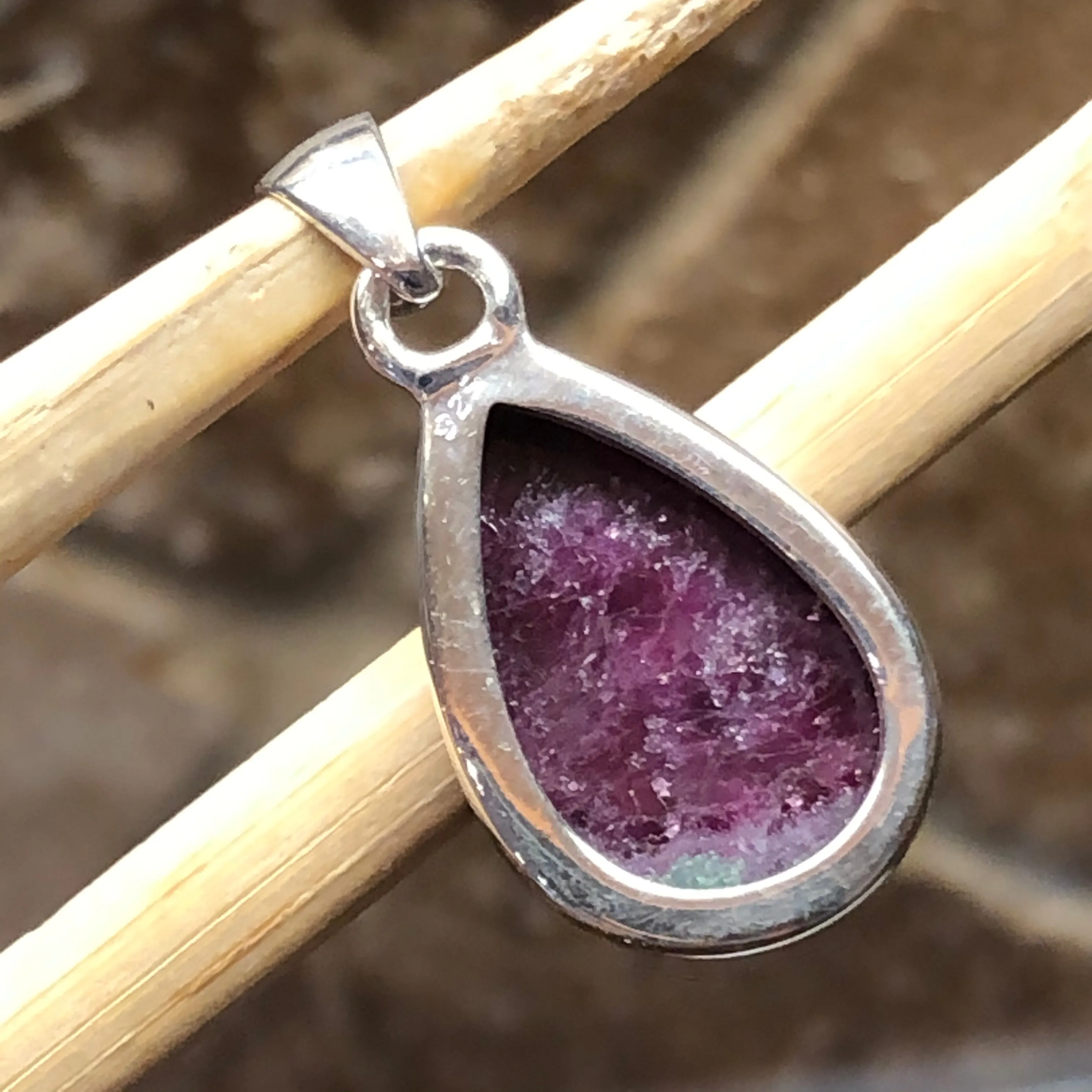 Natural African Ruby 925 Solid Sterling Silver Pendant 30mm