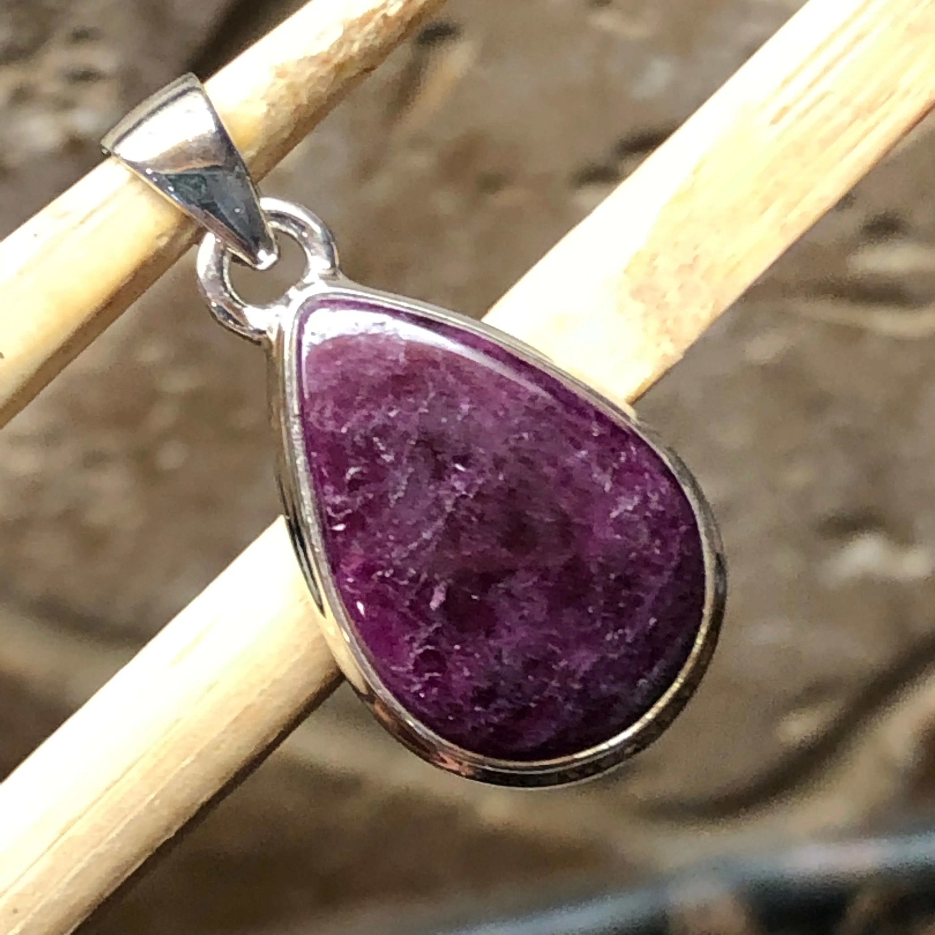 Natural African Ruby 925 Solid Sterling Silver Pendant 30mm