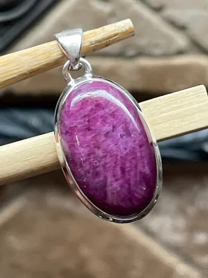 Natural African Ruby 925 Solid Sterling Silver Pendant 30mm